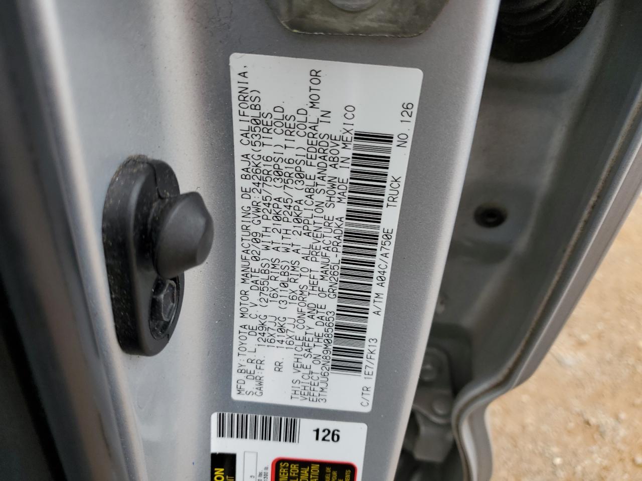 3TMJU62N89M085653 2009 Toyota Tacoma Double Cab Prerunner