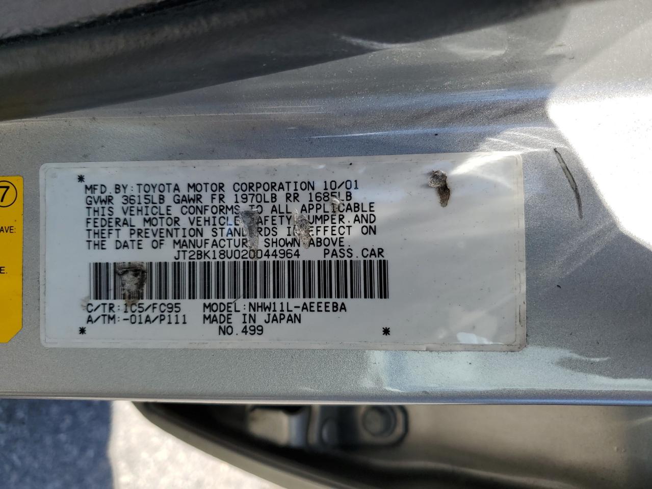 JT2BK18U020044964 2002 Toyota Prius