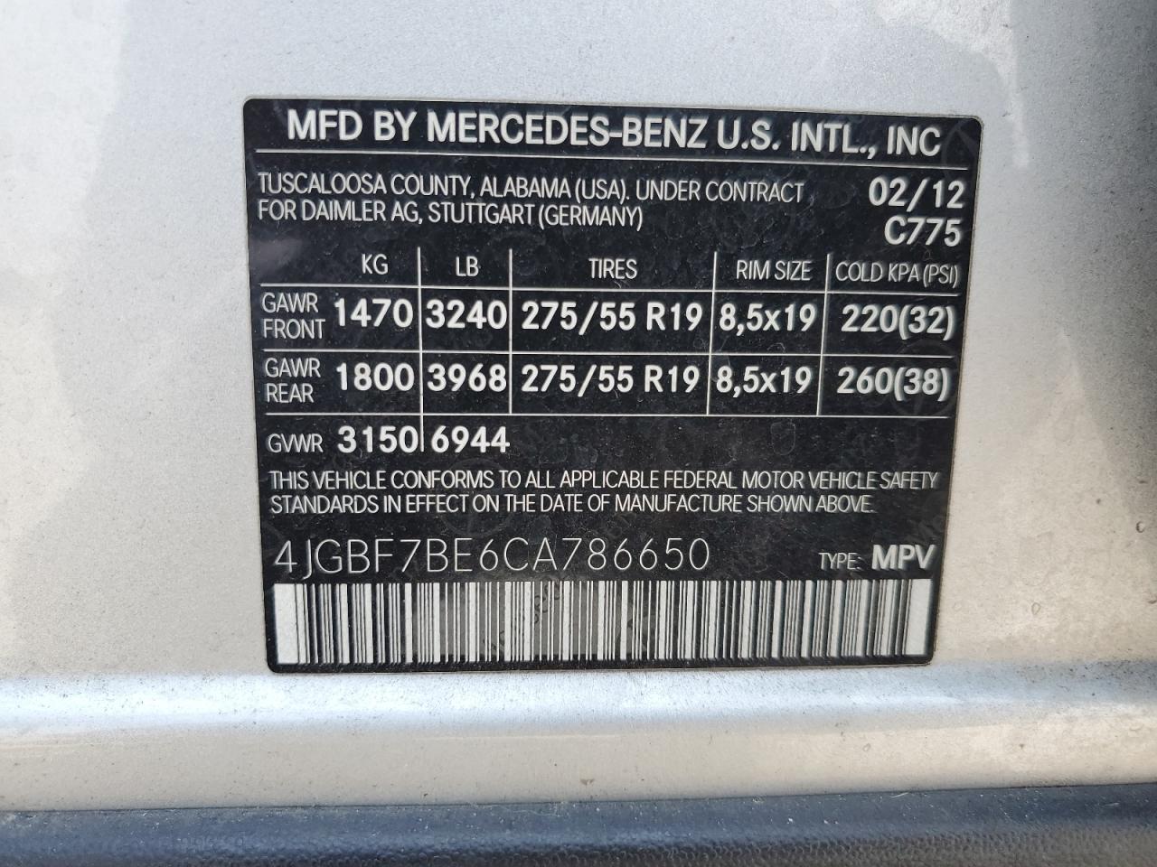 2012 Mercedes-Benz Gl 450 4Matic vin: 4JGBF7BE6CA786650