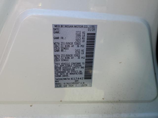 2019 Nissan Pathfinder S VIN: 5N1DR2MM7KC617442 Lot: 56703304