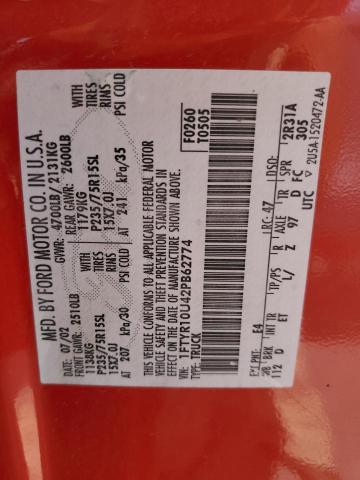 2002 Ford Ranger VIN: 1FTYR10U42PB62774 Lot: 56676194