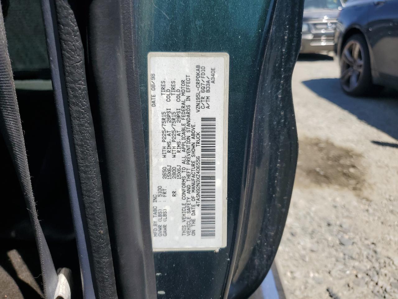 4TASN92N3XZ406556 1999 Toyota Tacoma Xtracab Prerunner