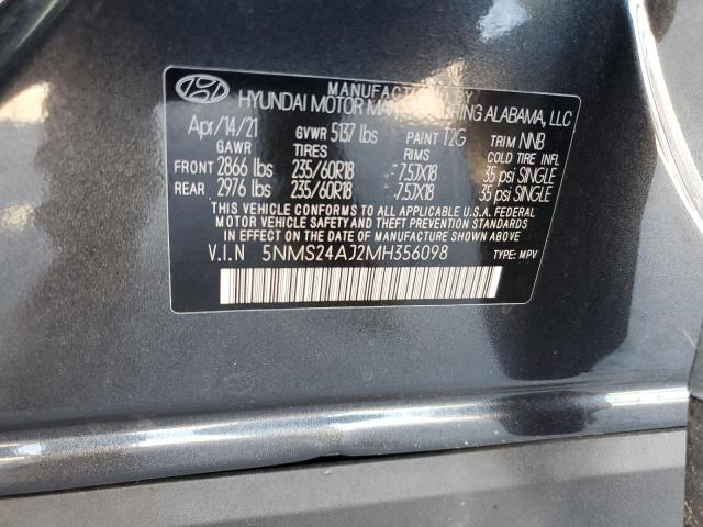 2021 Hyundai Santa Fe Sel VIN: 5NMS24AJ2MH356098 Lot: 57048024