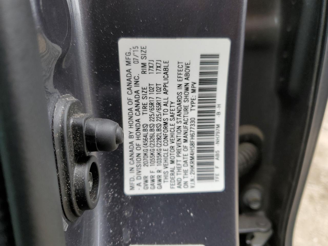 2HKRM4H58FH677330 2015 Honda Cr-V Ex