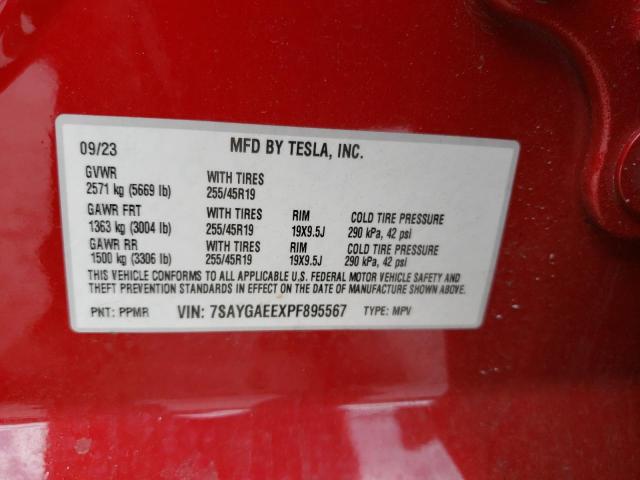 2023 Tesla Model Y VIN: 7SAYGAEEXPF895567 Lot: 56281464