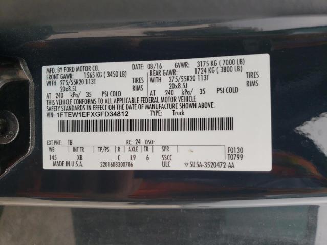 2016 Ford F150 Supercrew VIN: 1FTEW1EFXGFD34812 Lot: 53941334