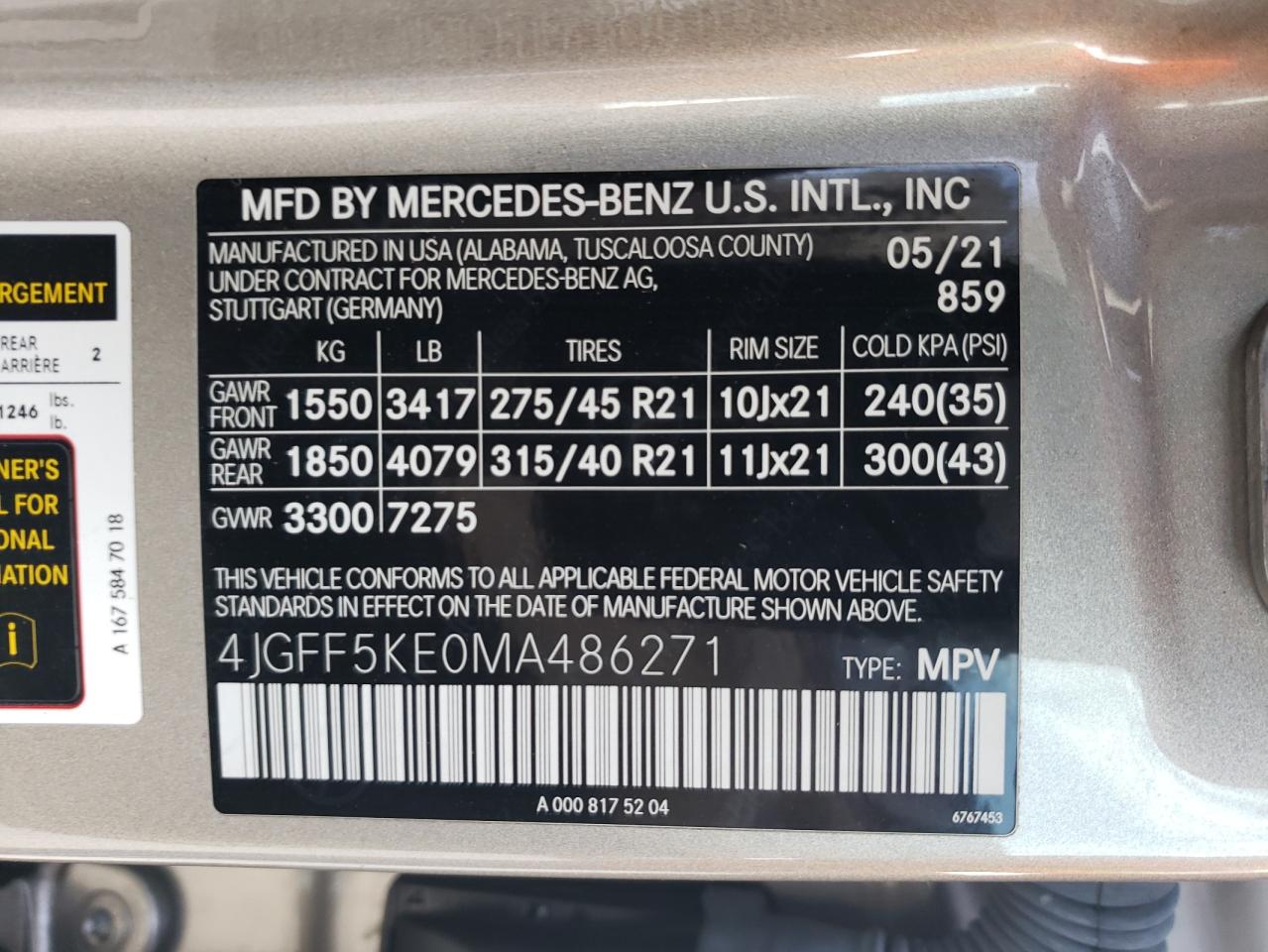 4JGFF5KE0MA486271 2021 Mercedes-Benz Gls 450 4Matic