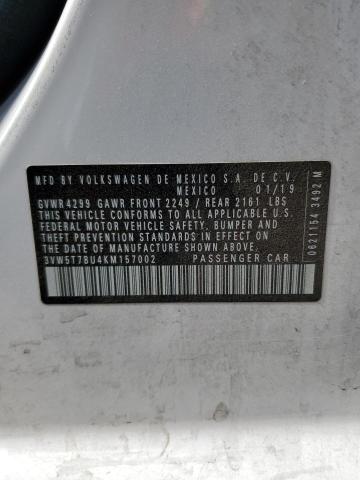 2019 Volkswagen Jetta Gli VIN: 3VW5T7BU4KM157002 Lot: 54465724