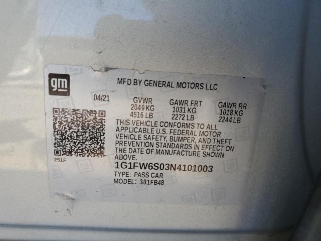 2022 Chevrolet Bolt Ev 1Lt VIN: 1G1FW6S03N4101003 Lot: 56212214