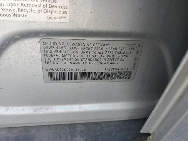 2007 Volkswagen Passat 2.0T VIN: WVWAK73C07P131038 Lot: 55885784