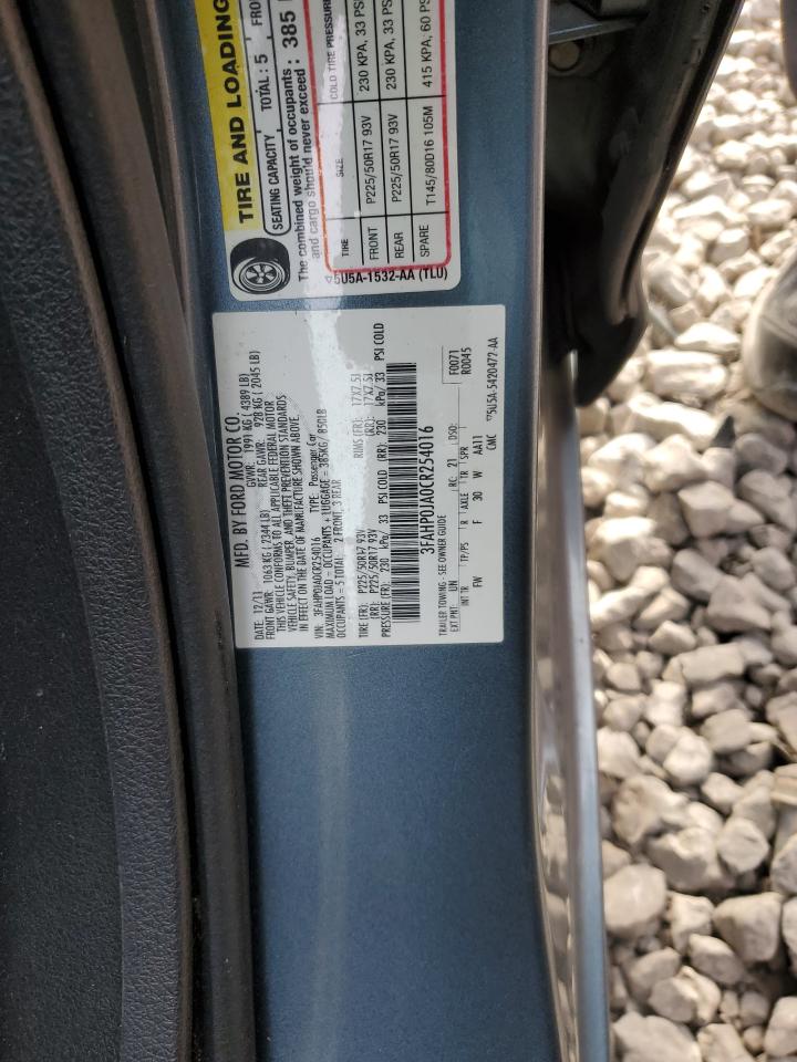 3FAHP0JA0CR254016 2012 Ford Fusion Sel