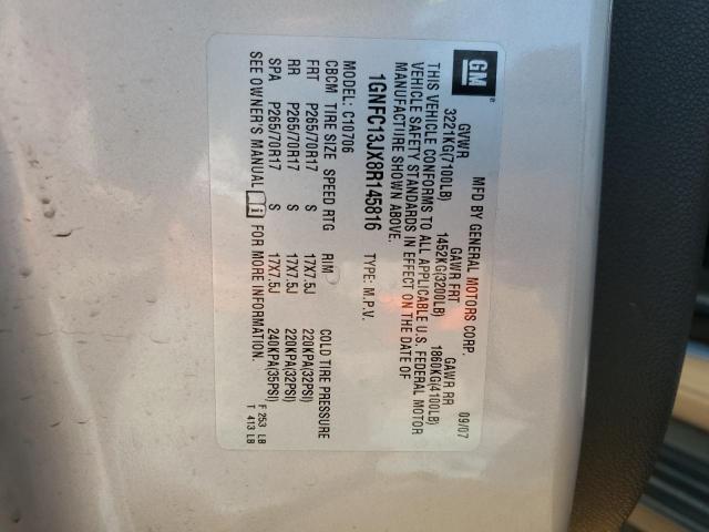 2008 Chevrolet Tahoe C1500 VIN: 1GNFC13JX8R145816 Lot: 55300744