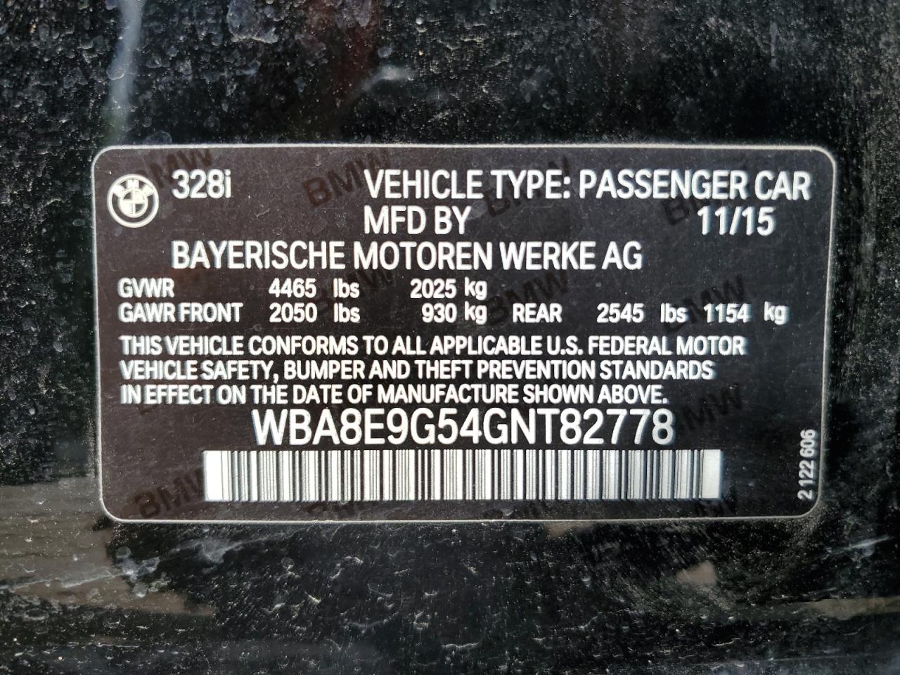 WBA8E9G54GNT82778 2016 BMW 328 I Sulev