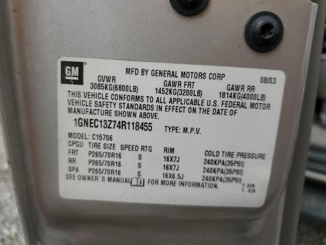 2004 Chevrolet Tahoe C1500 VIN: 1GNEC13Z74R118455 Lot: 55769864