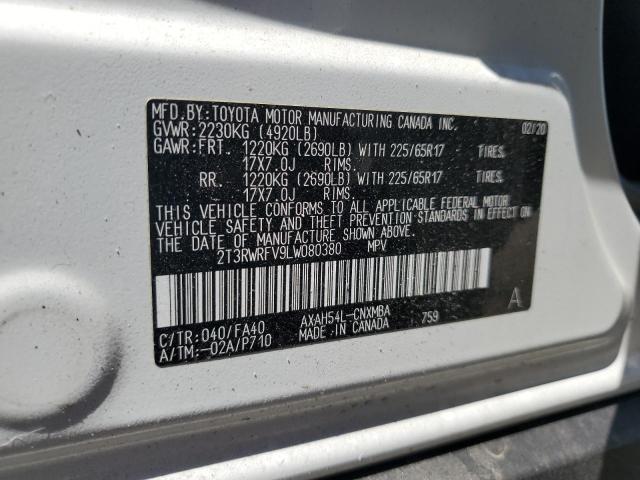 2020 Toyota Rav4 Xle VIN: 2T3RWRFV9LW080380 Lot: 54402154