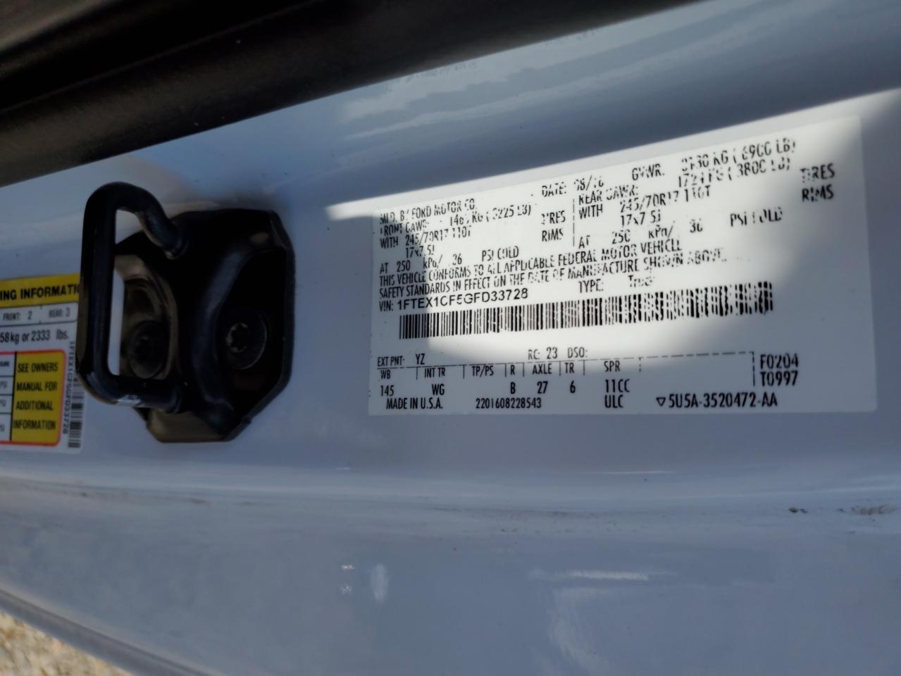 1FTEX1CF5GFD33728 2016 Ford F150 Super Cab