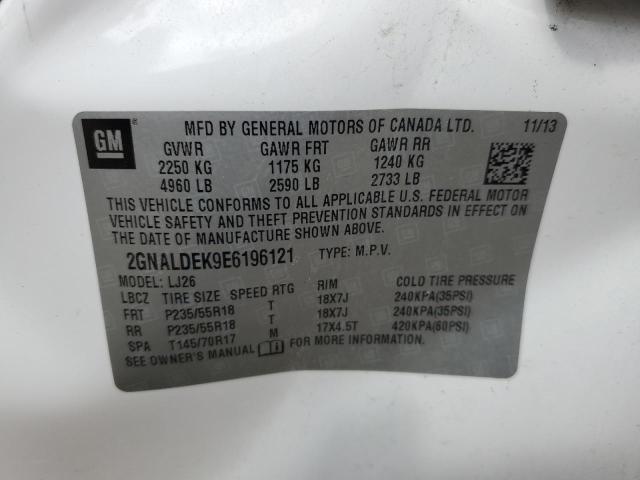 2014 Chevrolet Equinox Ltz VIN: 2GNALDEK9E6196121 Lot: 54781644