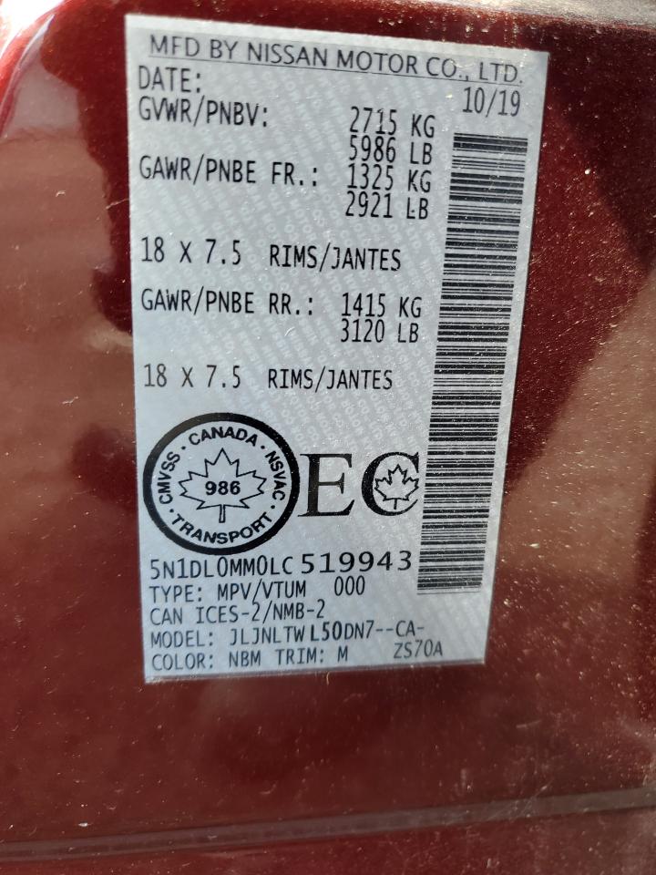 5N1DL0MM0LC519943 2020 Infiniti Qx60 Luxe