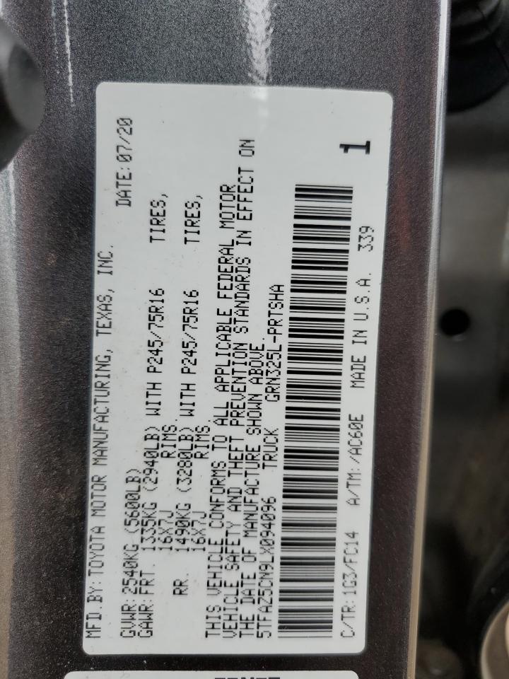 5TFAZ5CN9LX094096 2020 Toyota Tacoma Double Cab