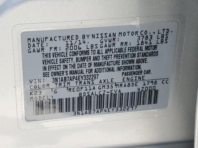 2014 Nissan Sentra S VIN: 3N1AB7AP4EY332297 Lot: 56488024