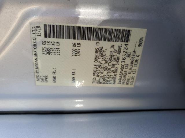 2019 Nissan Maxima S VIN: 1N4AA6AV6KC365224 Lot: 56764184