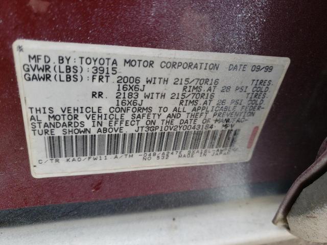 2000 Toyota Rav4 VIN: JT3GP10V2Y0043184 Lot: 56086844