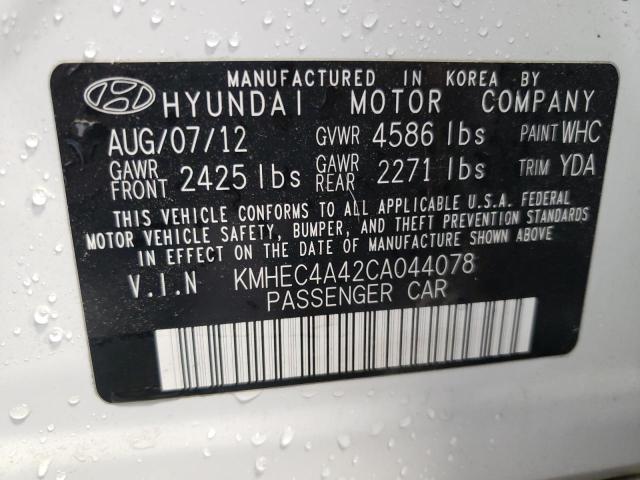 2012 Hyundai Sonata Hybrid VIN: KMHEC4A42CA044078 Lot: 53903014