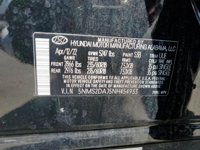 2022 Hyundai Santa Fe Sel VIN: 5NMS2DAJ5NH454933 Lot: 54417654