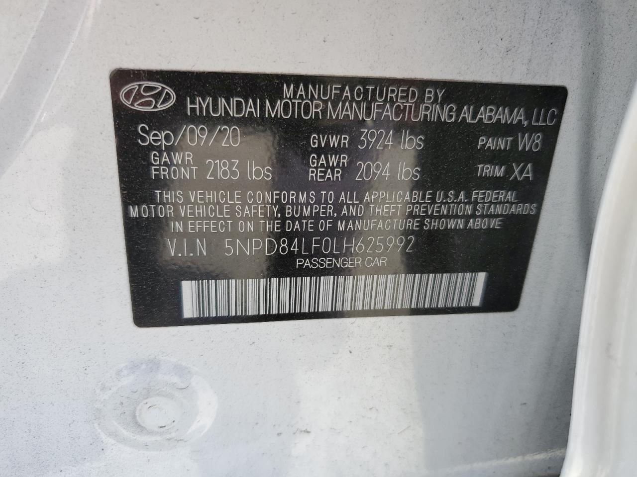 5NPD84LF0LH625992 2020 Hyundai Elantra Sel