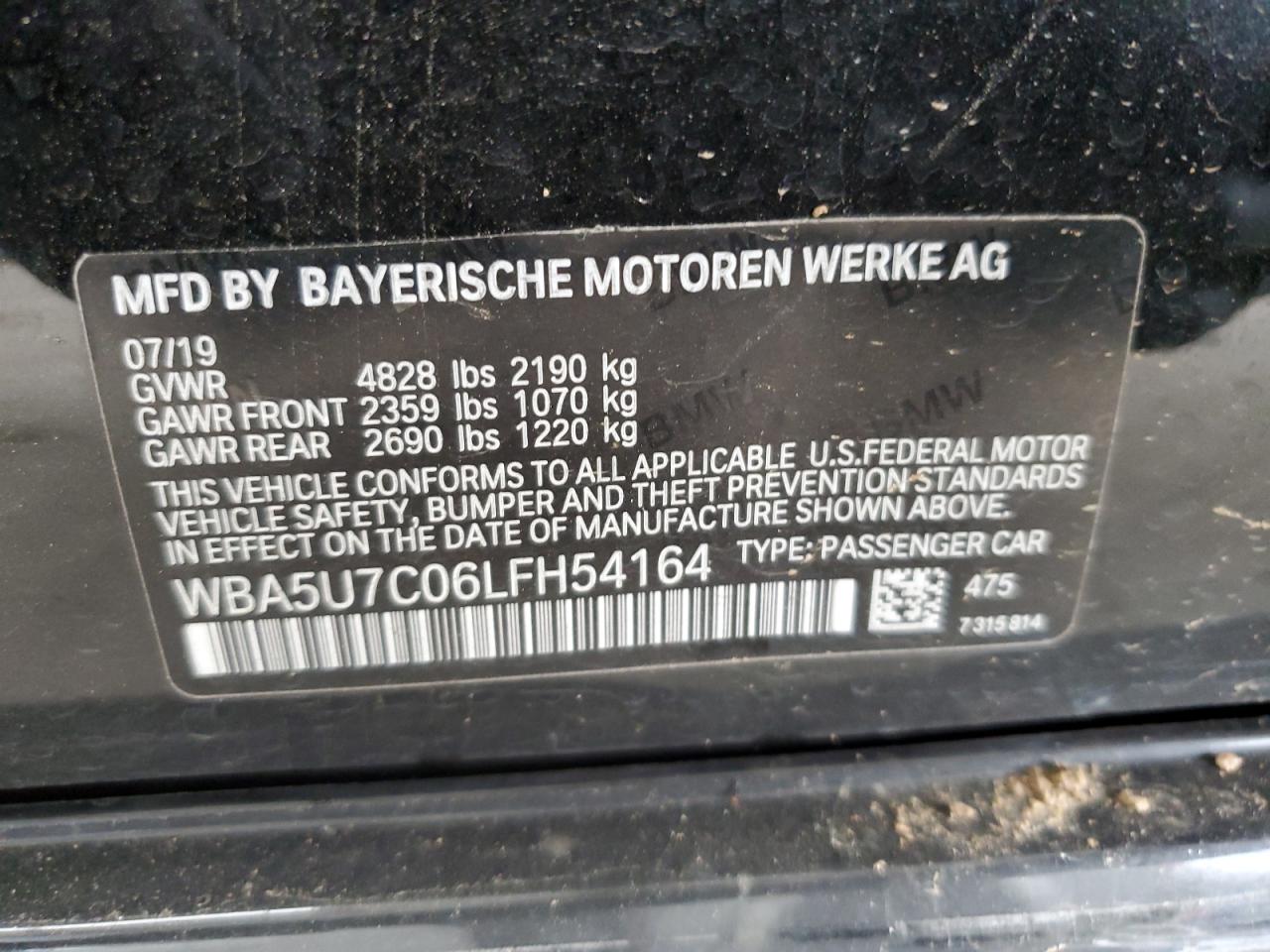 WBA5U7C06LFH54164 2020 BMW M340I