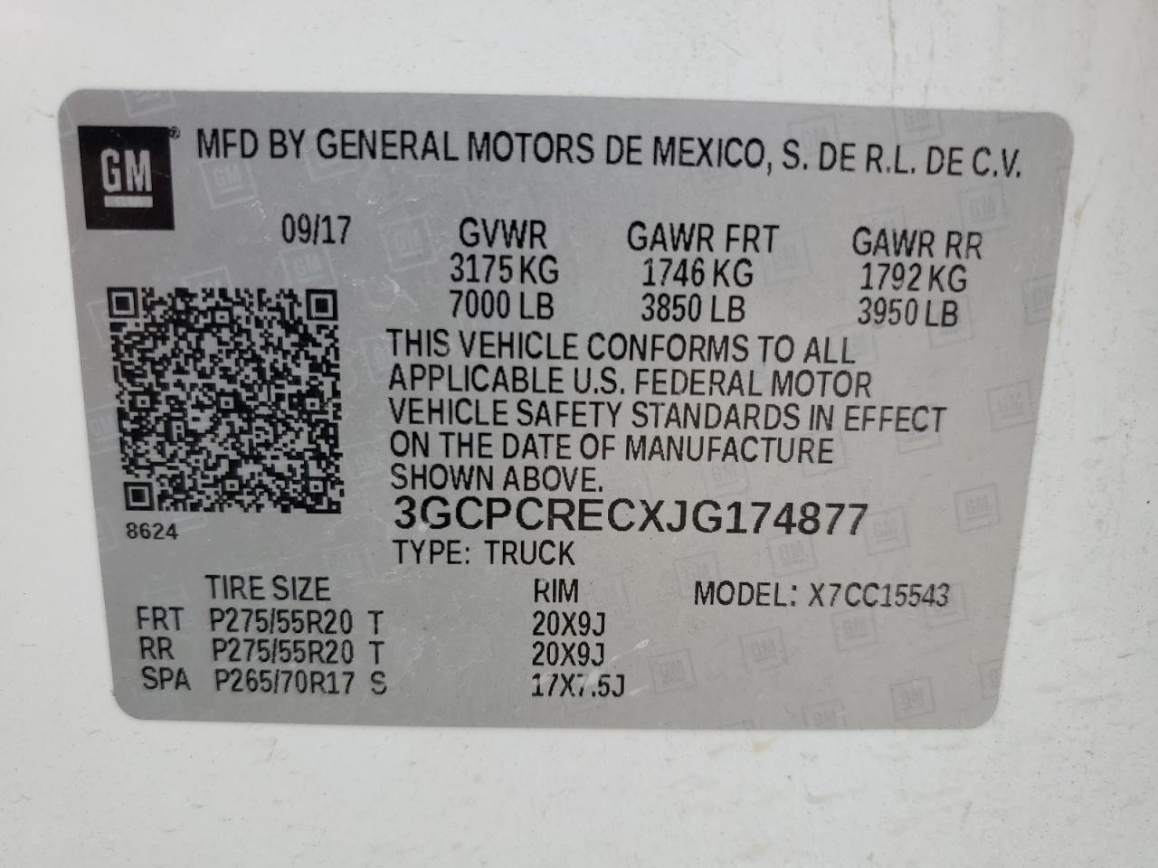 3GCPCRECXJG174877 2018 Chevrolet Silverado C1500 Lt