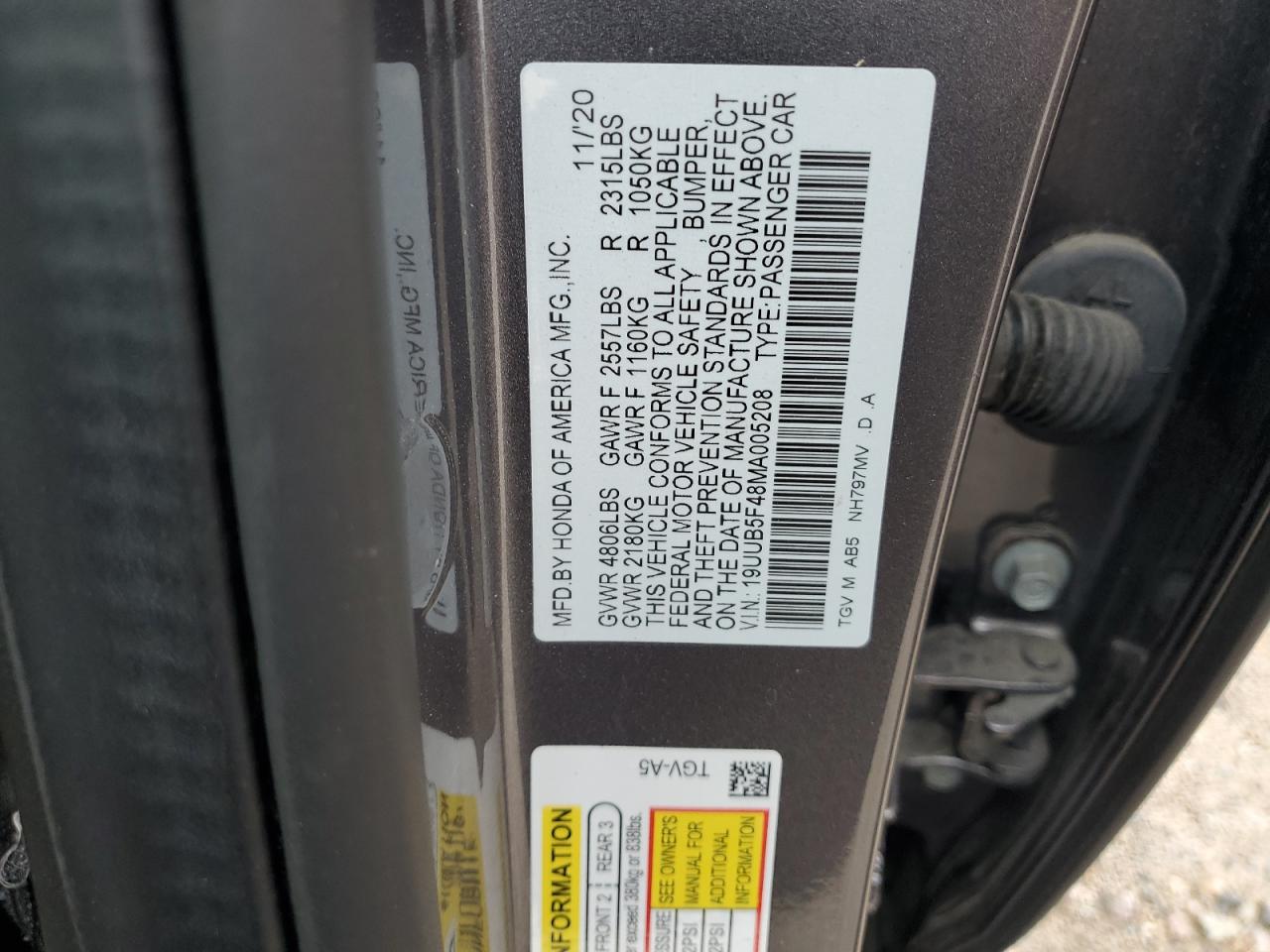 19UUB5F48MA005208 2021 Acura Tlx Technology