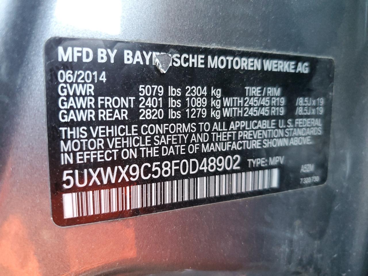 5UXWX9C58F0D48902 2015 BMW X3 xDrive28I