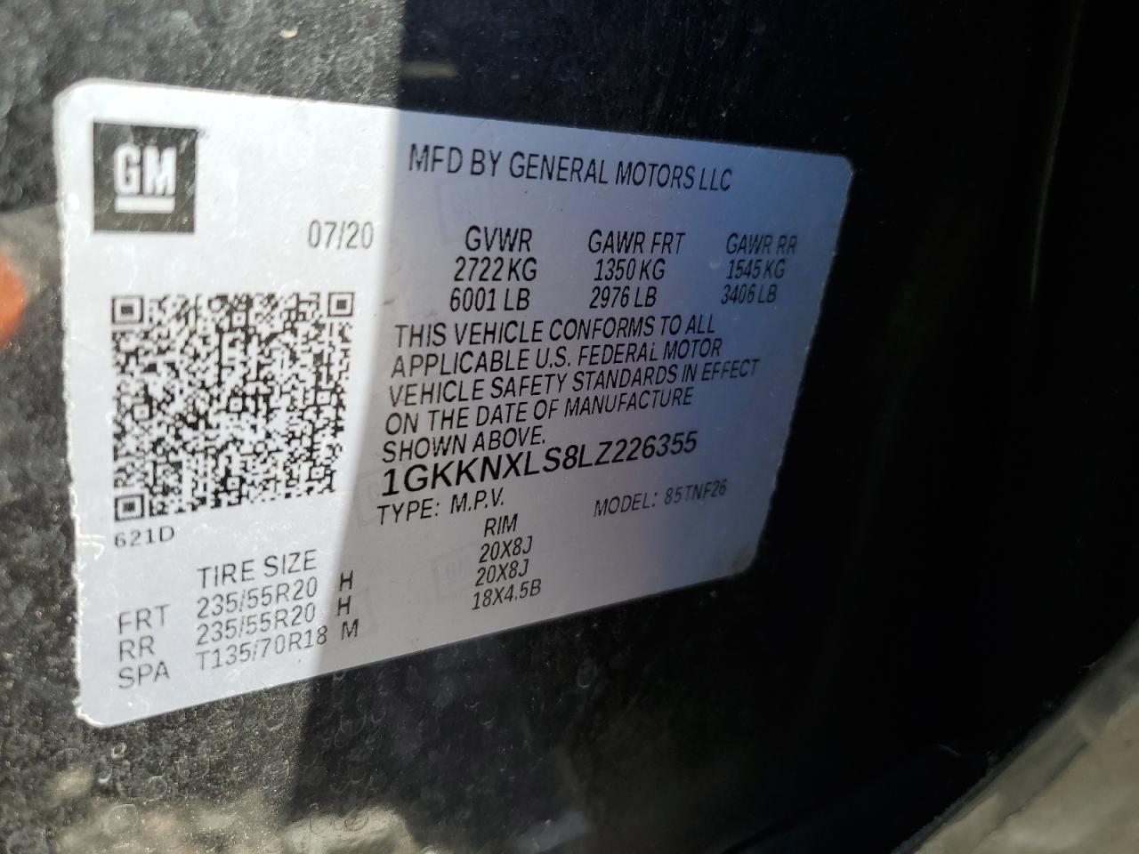 1GKKNXLS8LZ226355 2020 GMC Acadia Denali