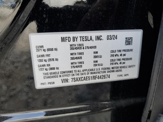 2024 Tesla Model X VIN: 7SAXCAE51RF442674 Lot: 54546224