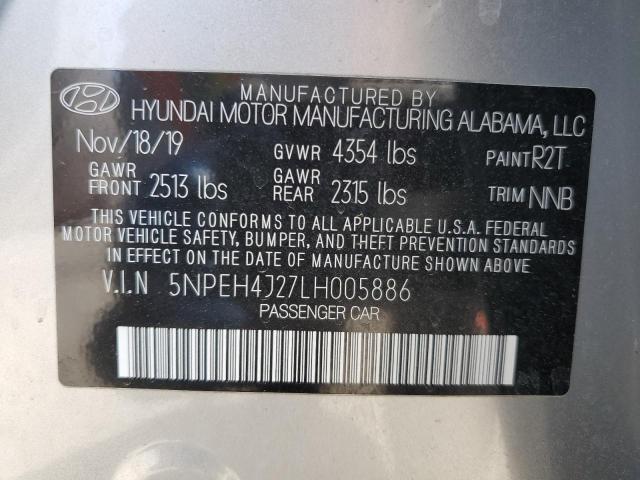 2020 Hyundai Sonata Limited VIN: 5NPEH4J27LH005886 Lot: 57431254