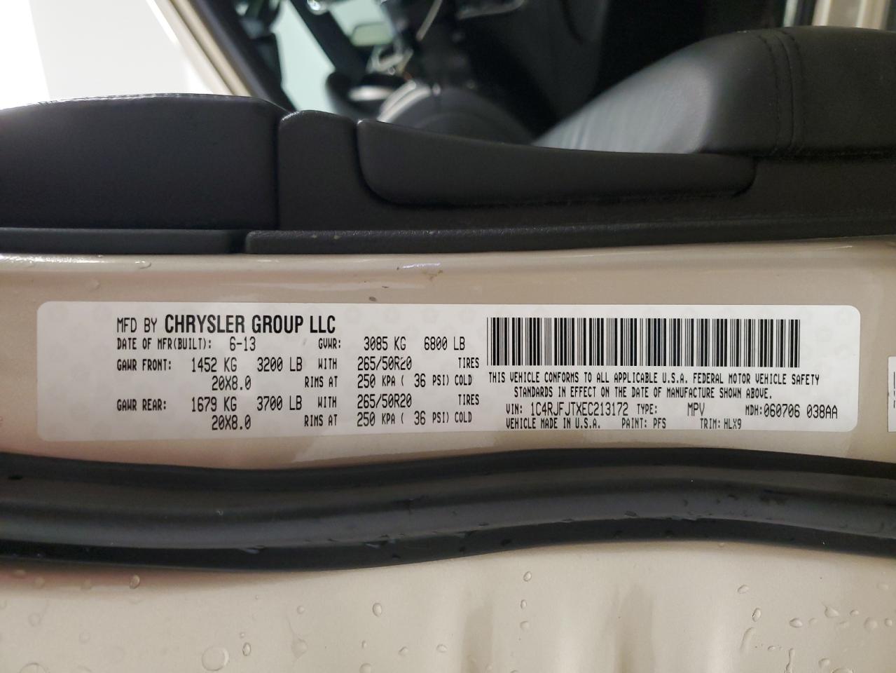 1C4RJFJTXEC213172 2014 Jeep Grand Cherokee Summit