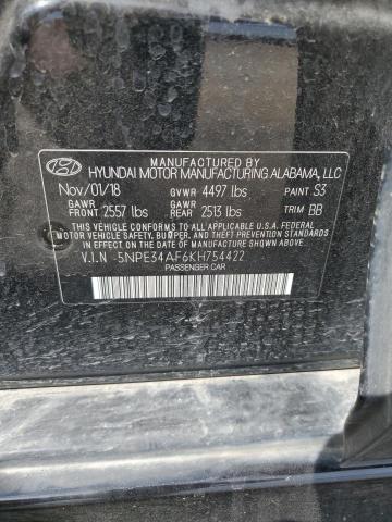 2019 Hyundai Sonata Limited VIN: 5NPE34AF6KH754422 Lot: 54969234
