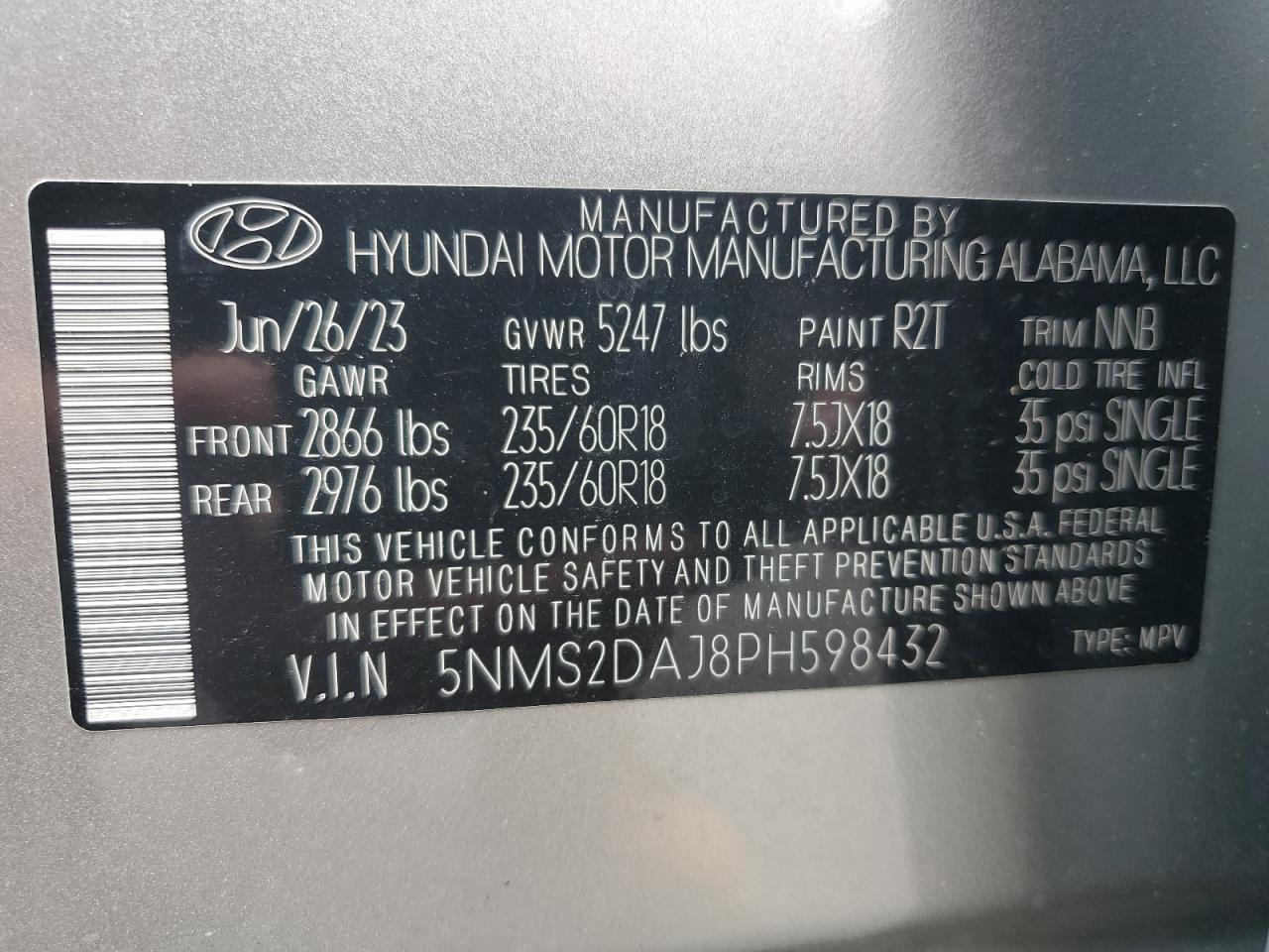 5NMS2DAJ8PH598432 2023 Hyundai Santa Fe Sel