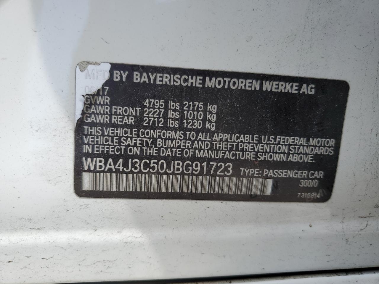 WBA4J3C50JBG91723 2018 BMW 430Xi Gran Coupe