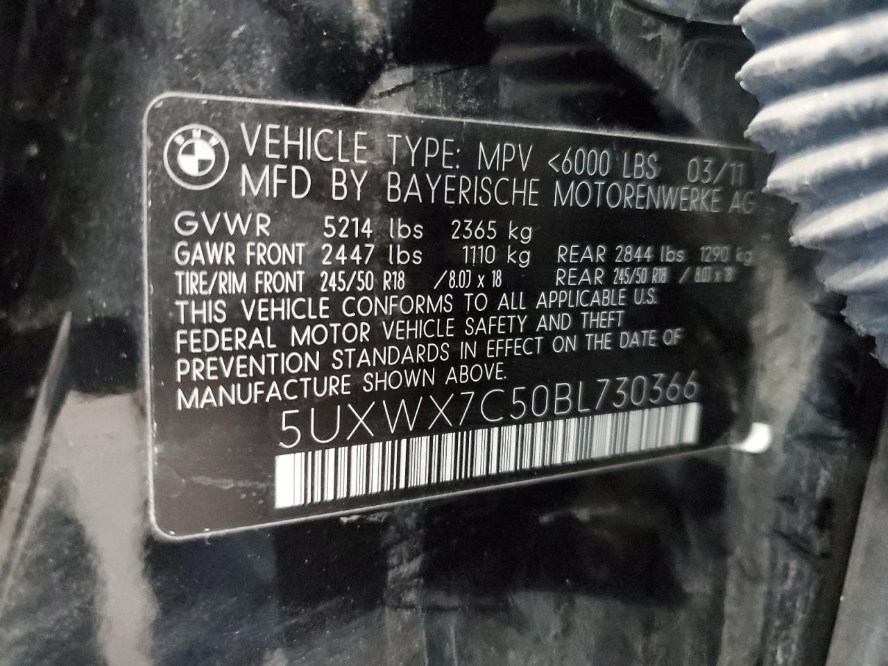 5UXWX7C50BL730366 2011 BMW X3 xDrive35I