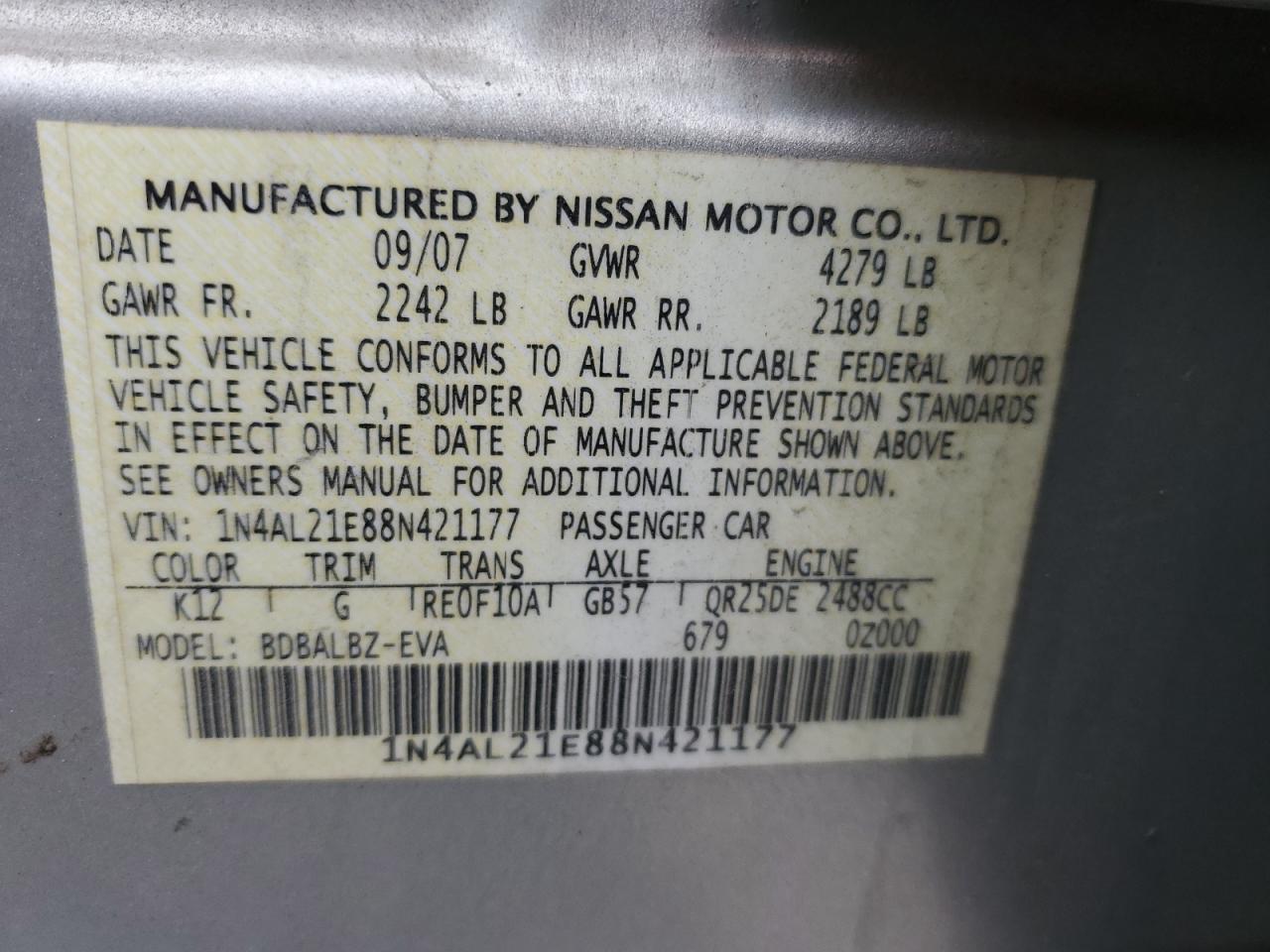 1N4AL21E88N421177 2008 Nissan Altima 2.5