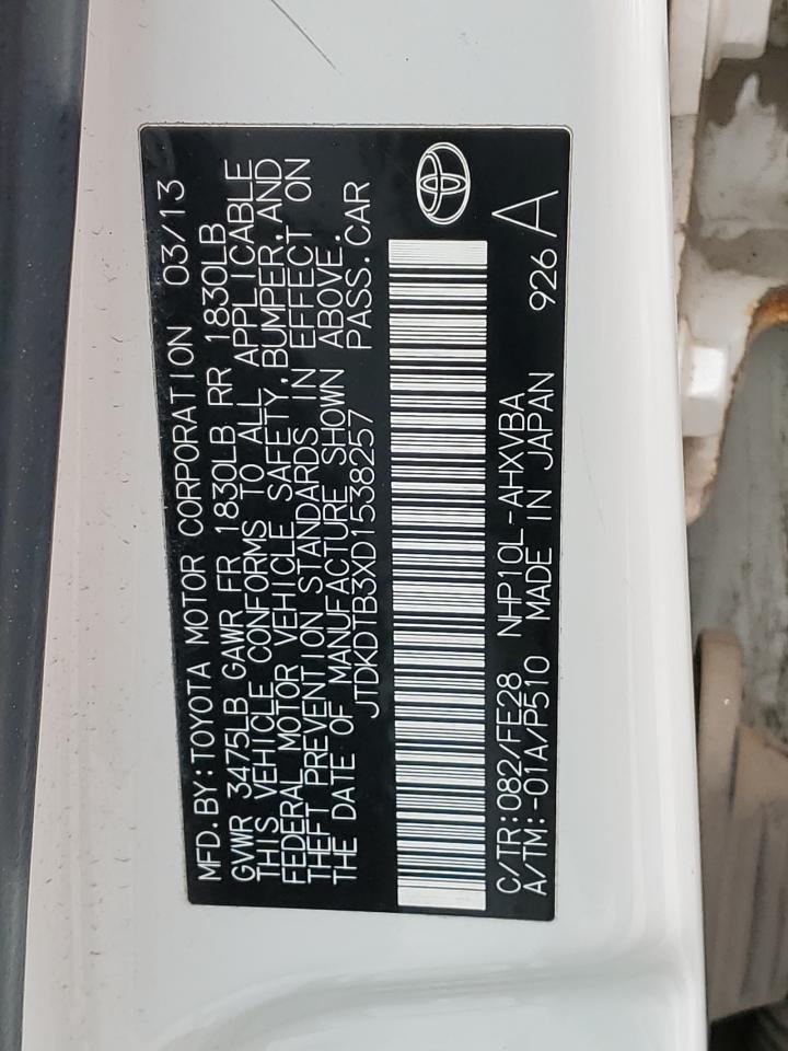 JTDKDTB3XD1538257 2013 Toyota Prius C JTDKDTB3XD1538257 2013 Toyota Prius C