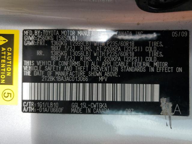 2010 Lexus Rx 350 VIN: 2T2BK1BA3AC013066 Lot: 55312524