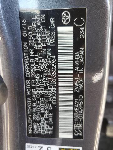 2016 Toyota Prius VIN: JTDKARFUXG3502964 Lot: 54800134