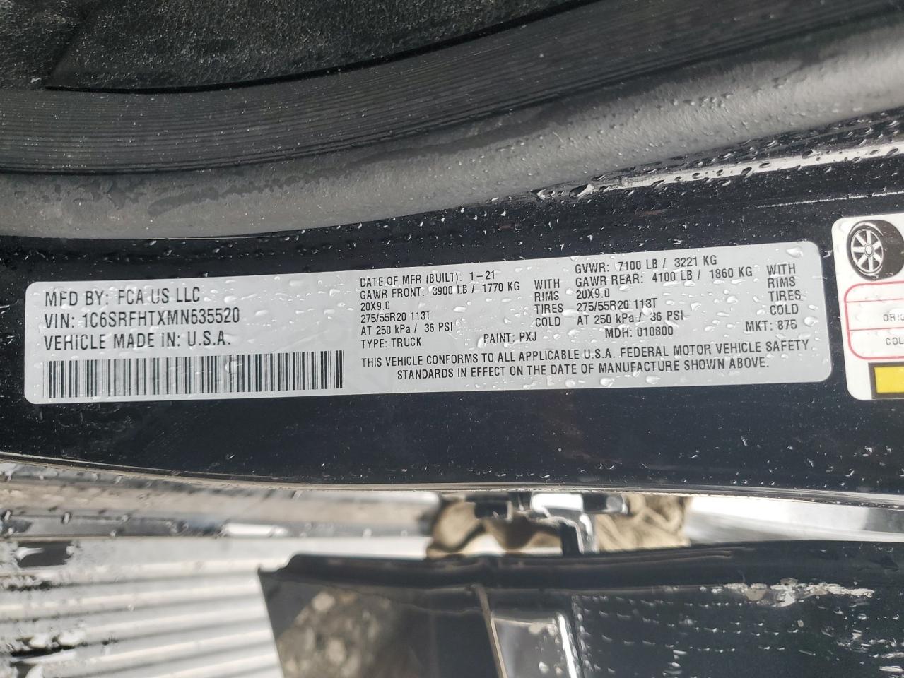 1C6SRFHTXMN635520 2021 Ram 1500 Limited