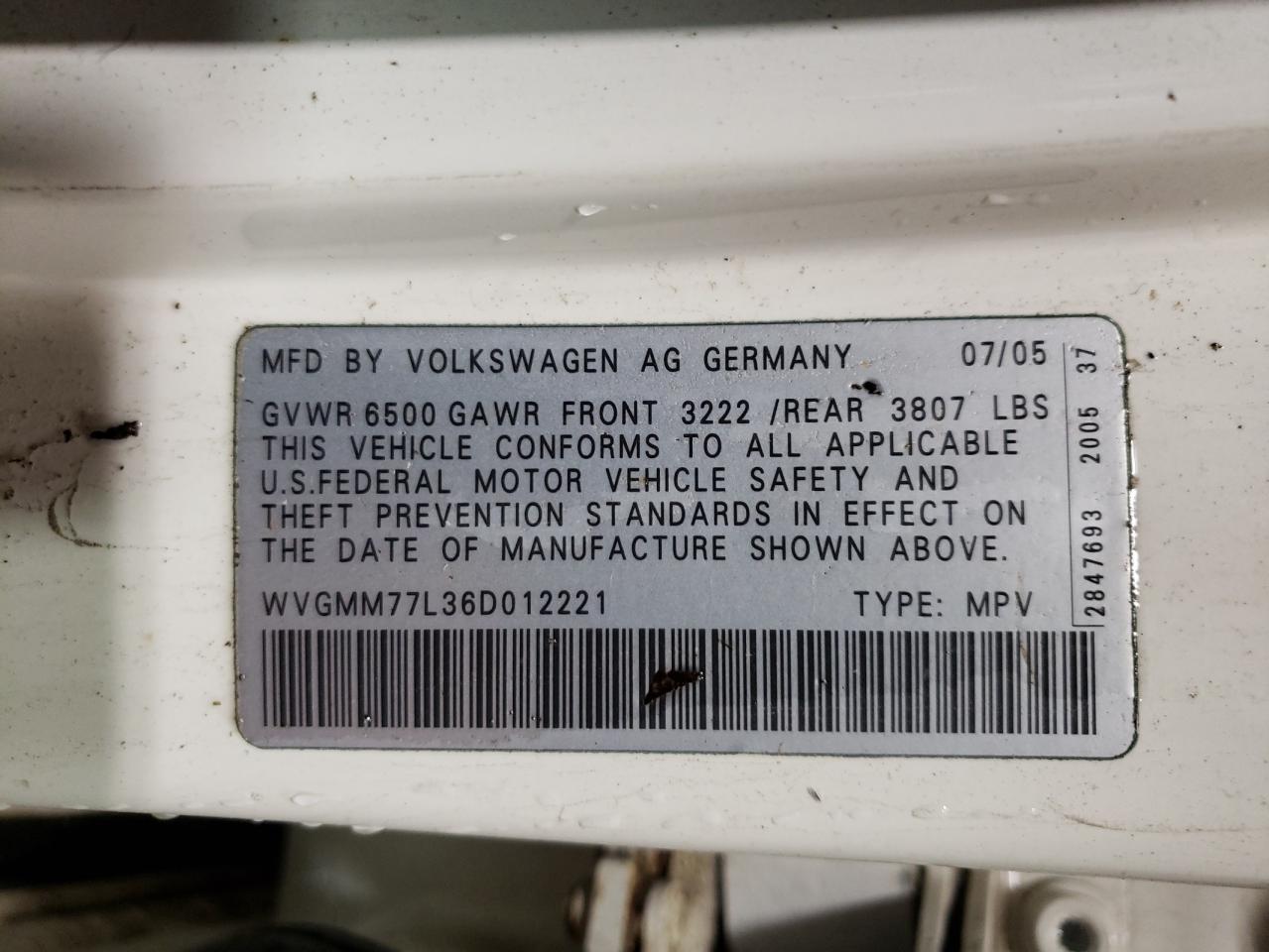 WVGMM77L36D012221 2006 Volkswagen Touareg 4.2