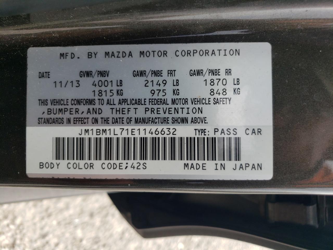 JM1BM1L71E1146632 2014 Mazda 3 Touring