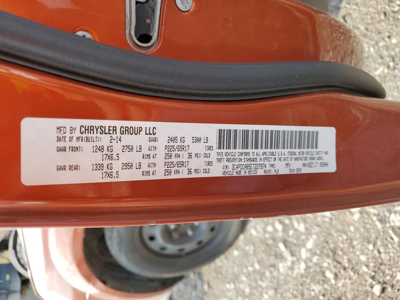 3C4PDCAB5ET227974 2014 Dodge Journey Se