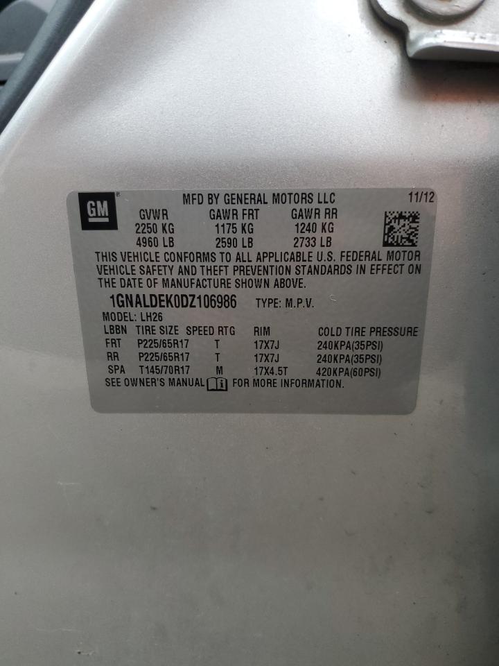 1GNALDEK0DZ106986 2013 Chevrolet Equinox Lt